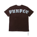 PURPLE TEXTURED TAPE T-SHIRT IN DARK BROWN