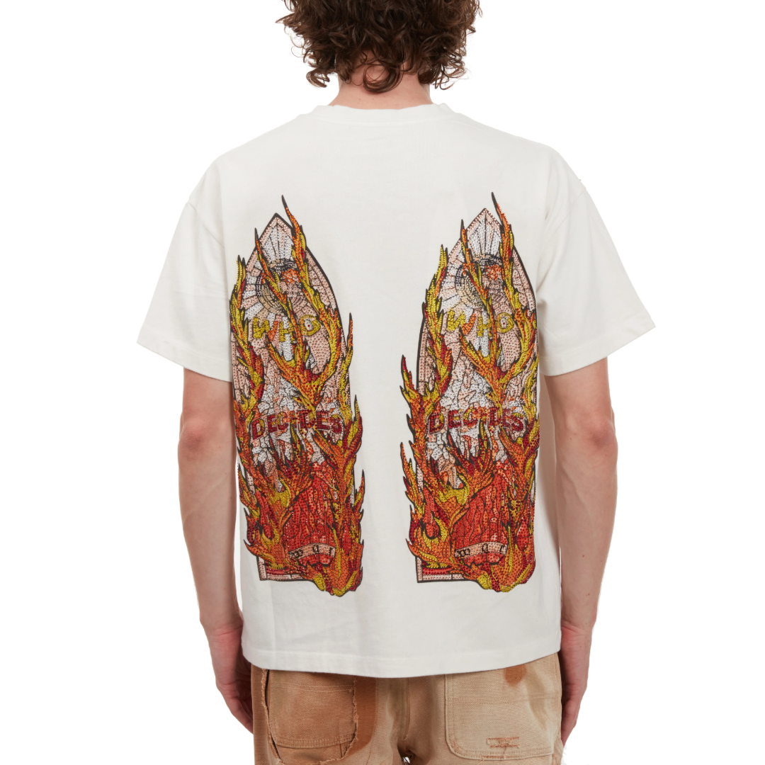 RHINESTONE FLAME GLASS JERSEY WHITE