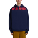 BLUE COTTON HOODIE WITH MARNI MONOLITH PRINT