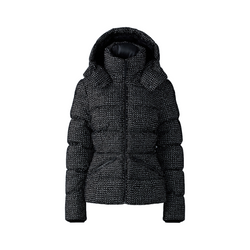 MADALYN-FLP, FLOCKED MEDIUM DOWN JACKET BLACK/WHITE