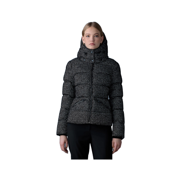 MADALYN-FLP, FLOCKED MEDIUM DOWN JACKET BLACK/WHITE