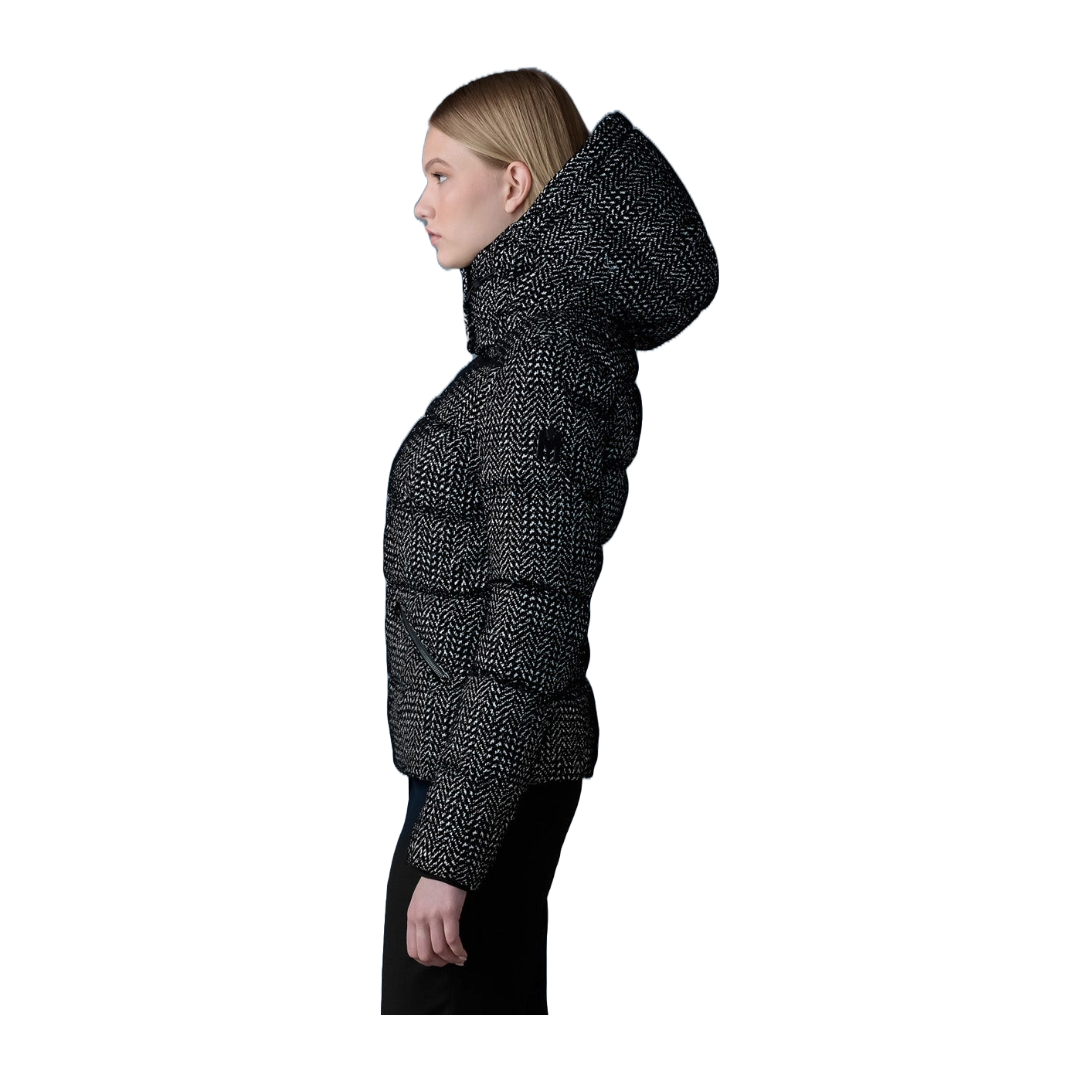 MADALYN-FLP, FLOCKED MEDIUM DOWN JACKET BLACK/WHITE