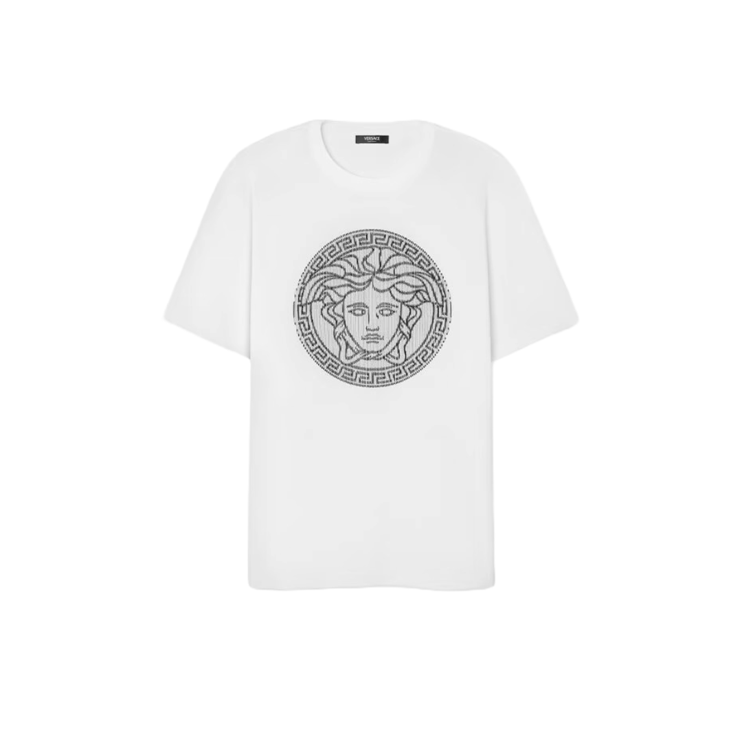 VERSACE EMBROIDERED MEDUSA SLICED T-SHIRT