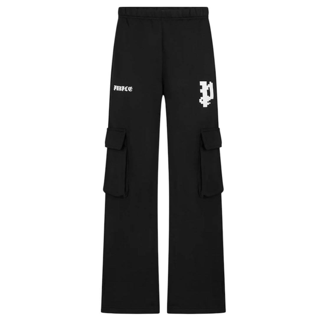BLACK PIXELATED FLEECE CARGO PANTS
