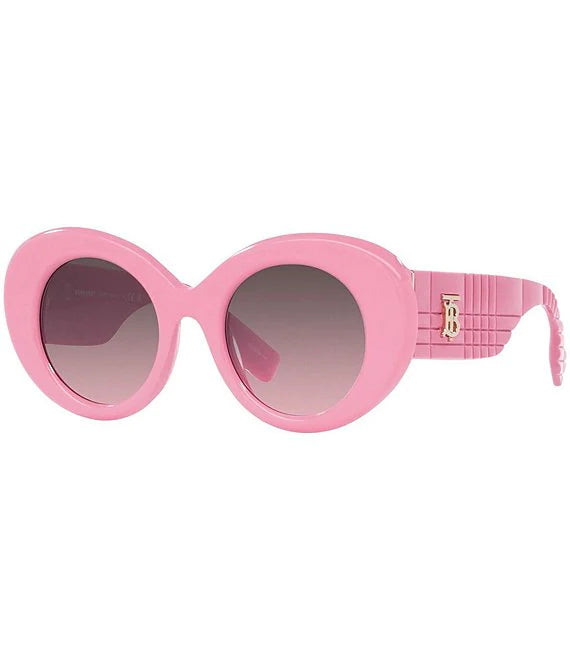 BURBERRY MARGOT MONOGRAM MOTIF OVERSIZED FRAME SUNGLASSES PINK/ROSE GRADIENT/GREY