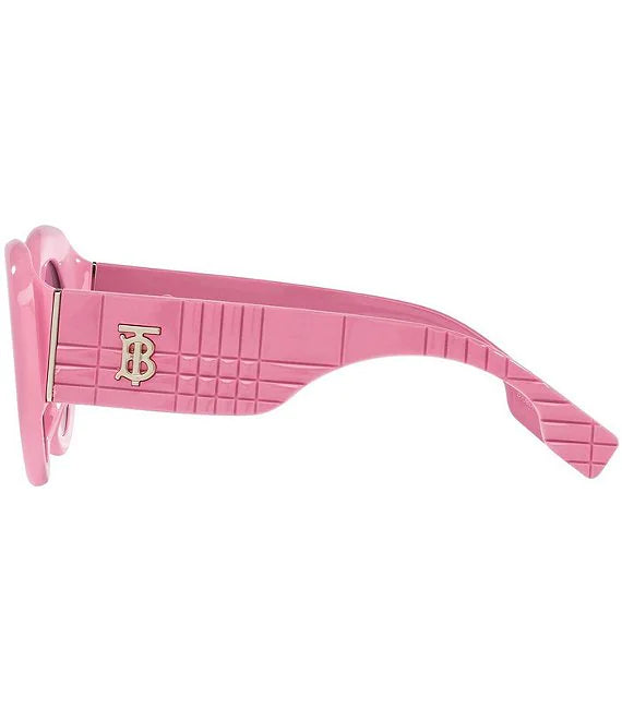 BURBERRY MARGOT MONOGRAM MOTIF OVERSIZED FRAME SUNGLASSES PINK/ROSE GRADIENT/GREY