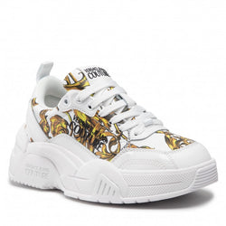 VERSACE JEANS COUTURE WOMENS STARGAZE SNEAKERS WHITE/GOLD