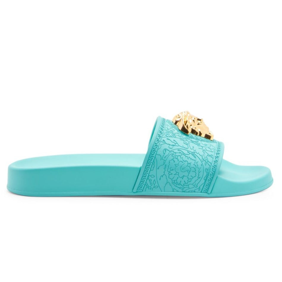 VERSACE PALAZZO POOL SLIDES | TURQUOISE