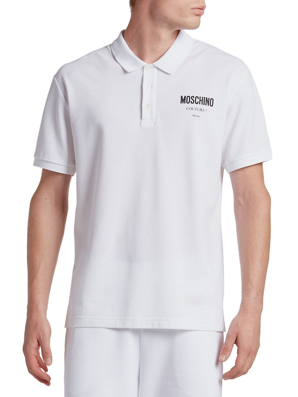 MOSCHINO COUTURE MILANO LOGO POLO TSHIRT WHITE