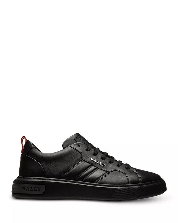 BALLY MENS NEW MAXIM LEATHER SNEAKERS IN BLACK