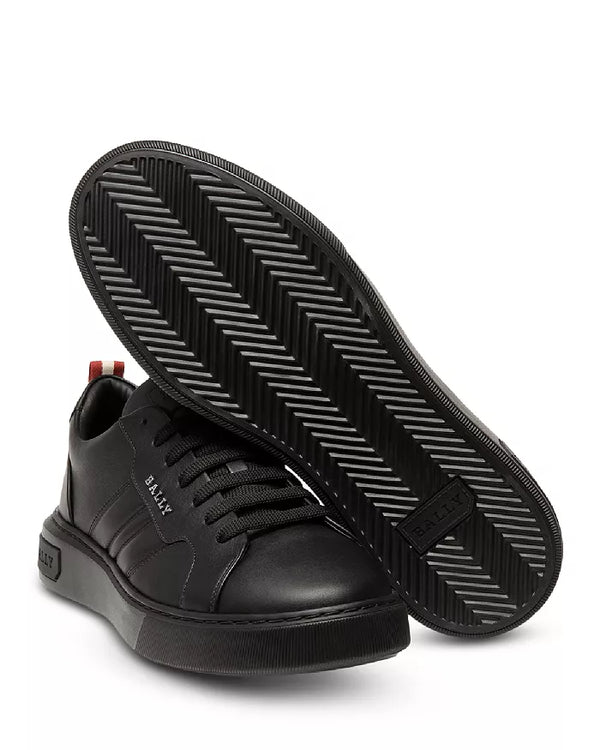 BALLY MENS NEW MAXIM LEATHER SNEAKERS IN BLACK