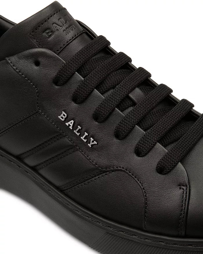 BALLY MENS NEW MAXIM LEATHER SNEAKERS IN BLACK