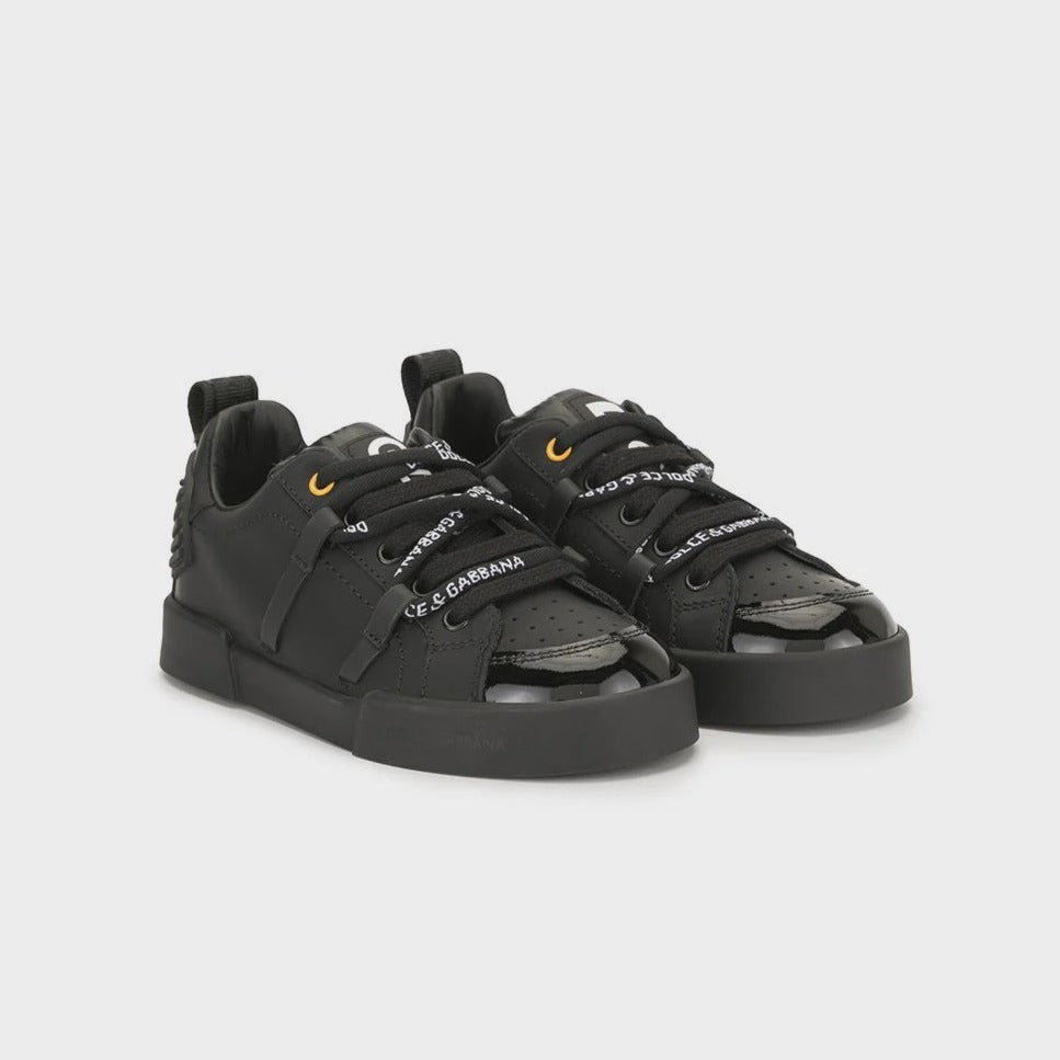 DOLCE & GABBANA KIDS LOW TOP PORTOFRINO SNEAKERS BLACK