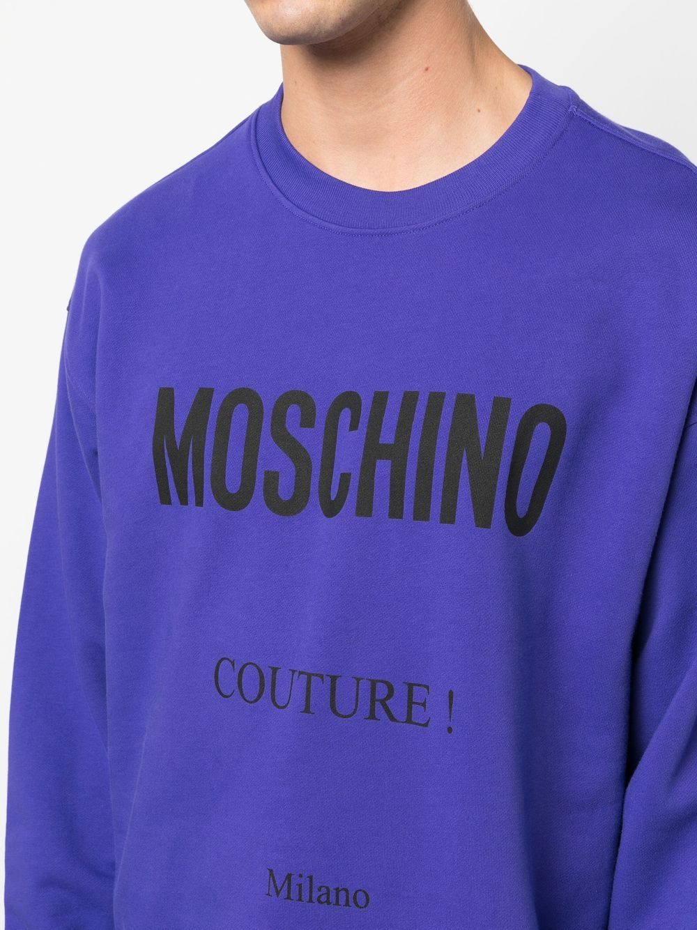 MOSCHINO COUTURE LOGO PRINT COTTON SWEATSHIRT