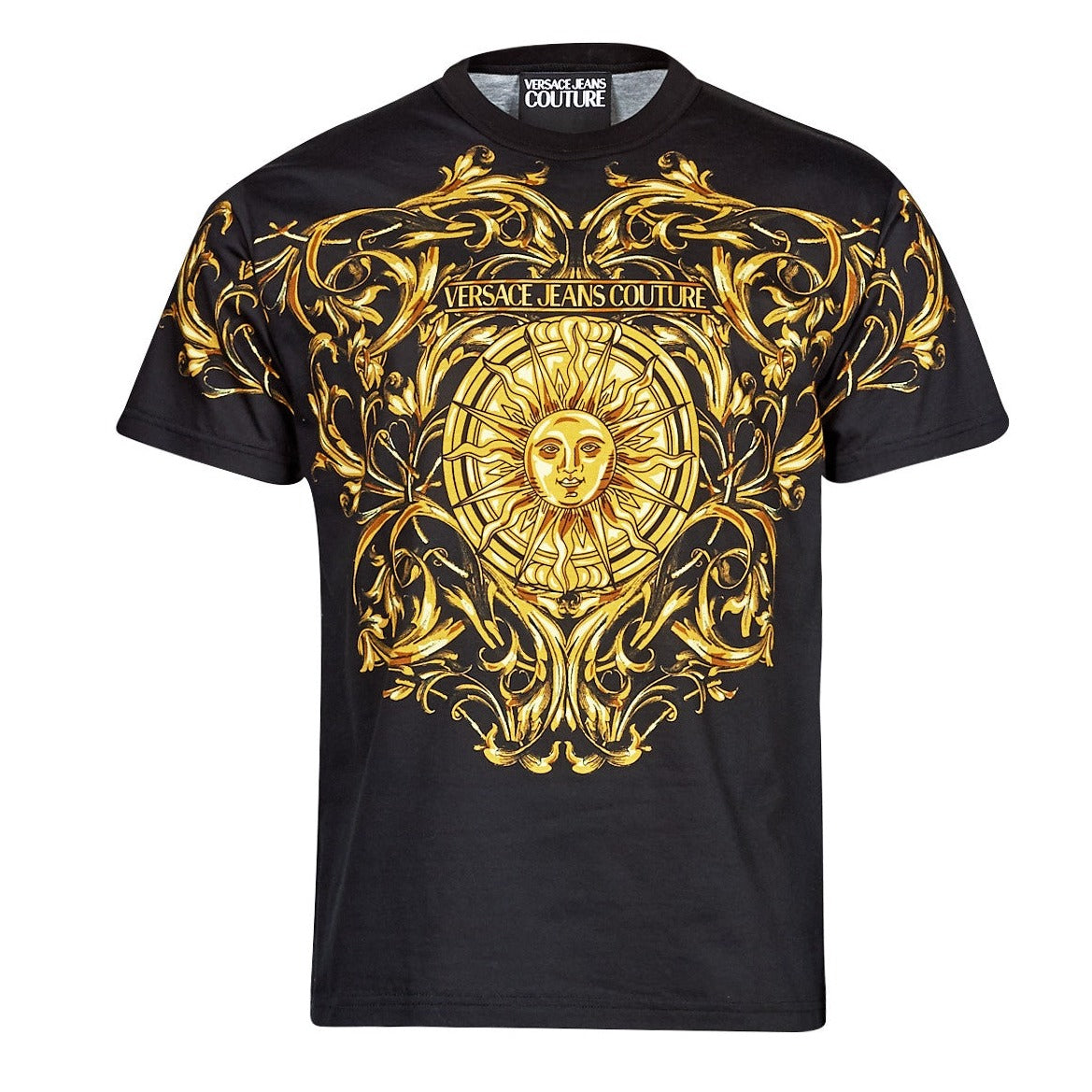 VERSACE JEANS COUTURE MENS SUN PRINT T-SHIRT BLACK