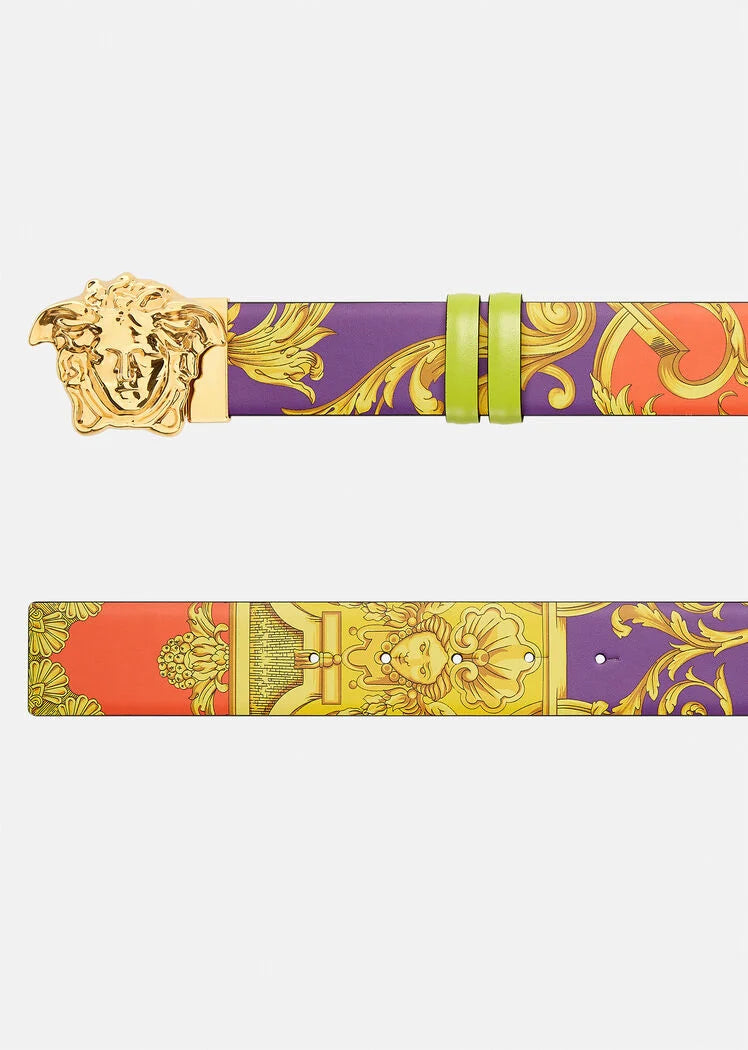 VERSACE LA MEDUSA ROYAL REBELLION BELT OARK ORCHID SUN CITRON