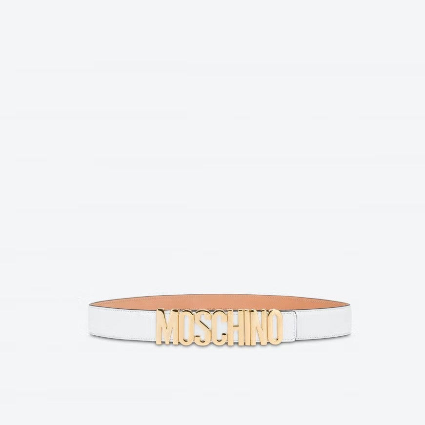 MOSCHINO LOGO BELT WHITE/GOLD