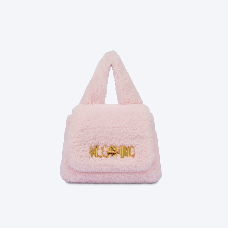 MOSCHINO LOGO FURRY BAG PINK