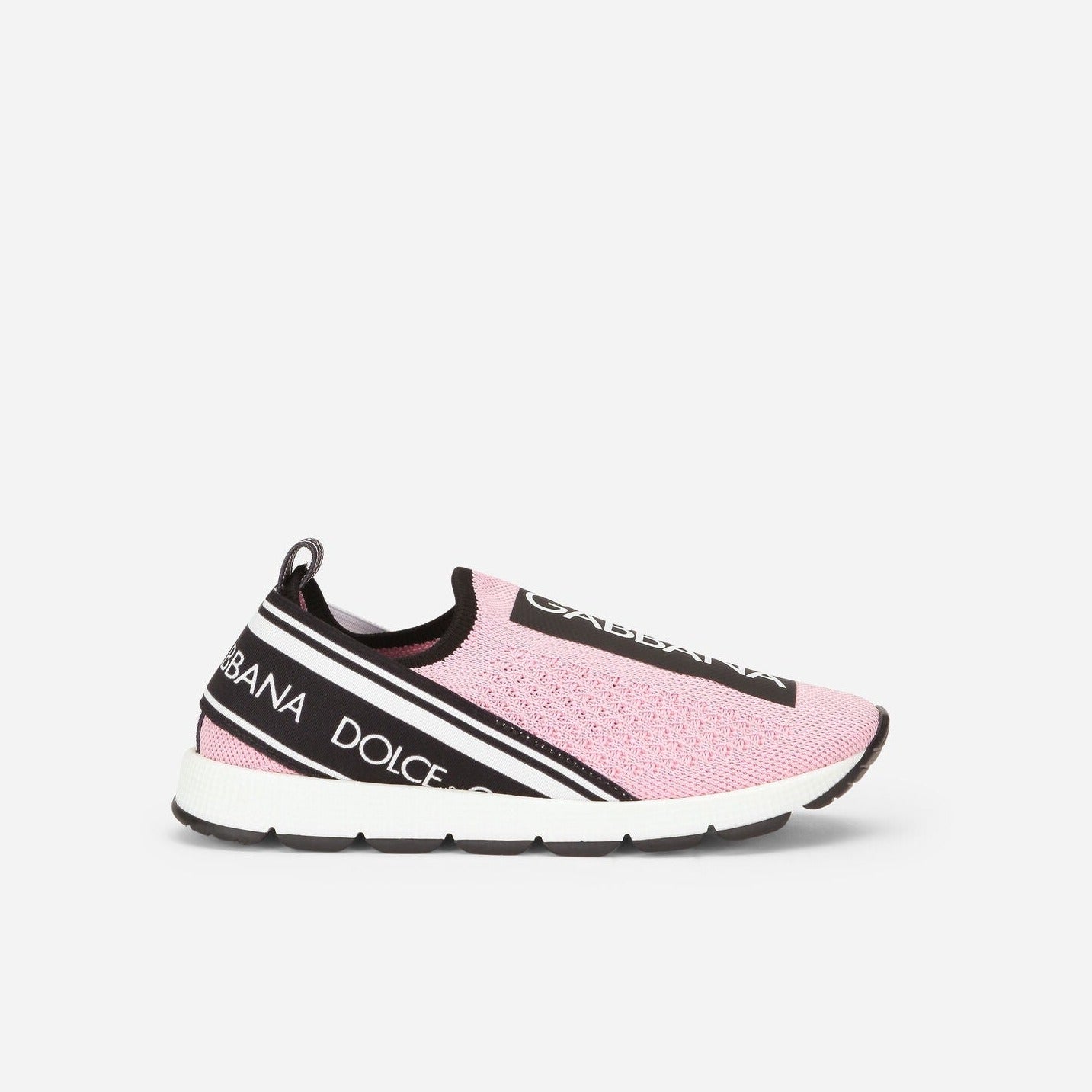 DOLCE & GABBANA KIDS SORRENTO SLIP ON SNEAKER WITH LOGO PINK/WHITE