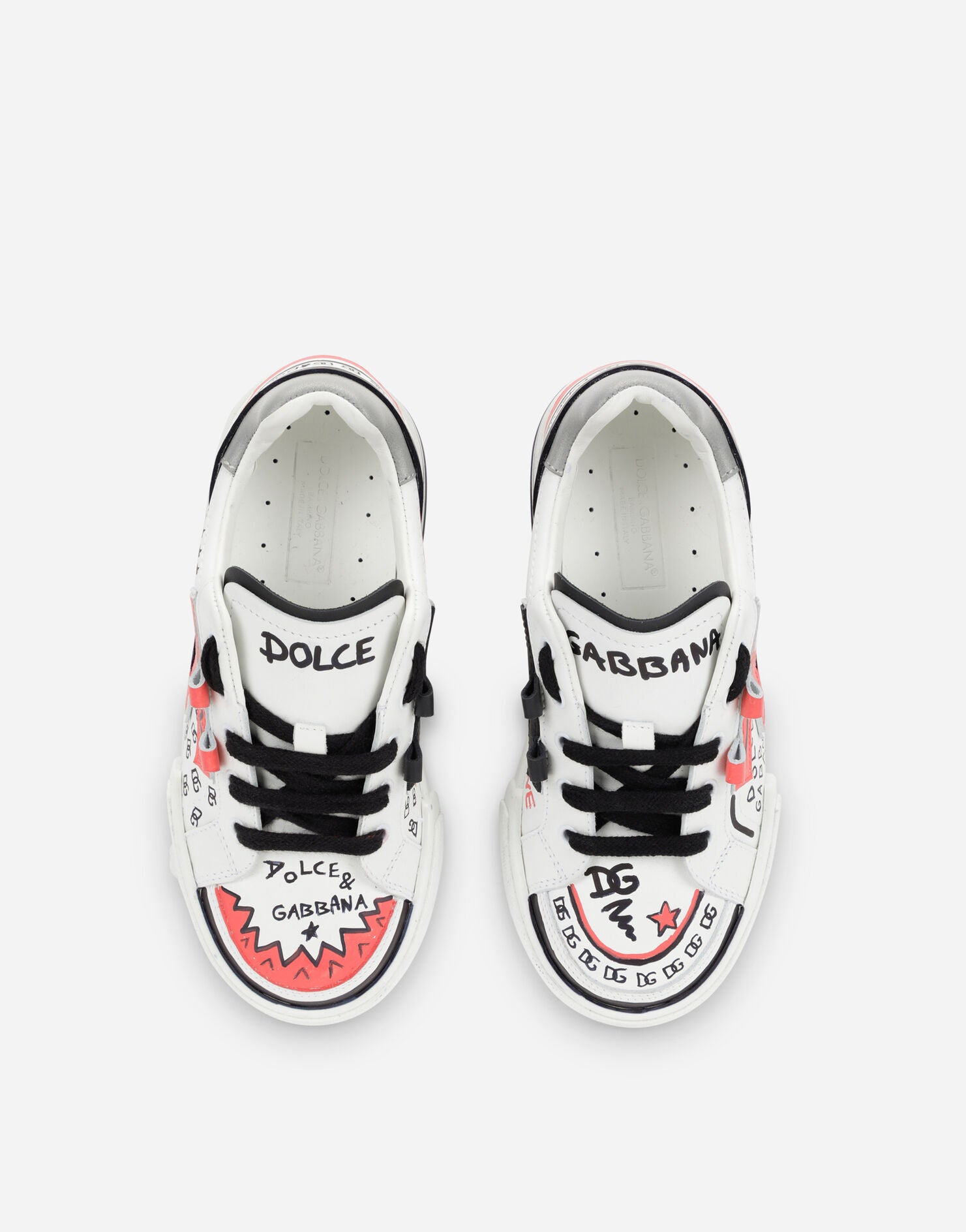 DOLCE & GABBANA KIDS PRINTED PORTOFINO SNEAKER WHITE MULTICOLOR