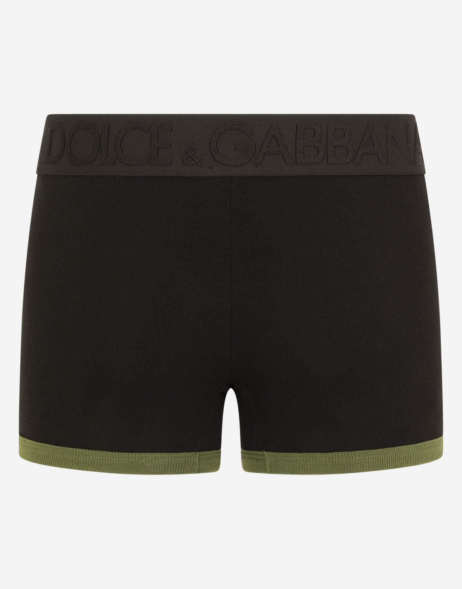 DOLCE & GABBANA FINE-RIB STRETCH BOXER BLACK-GREEN