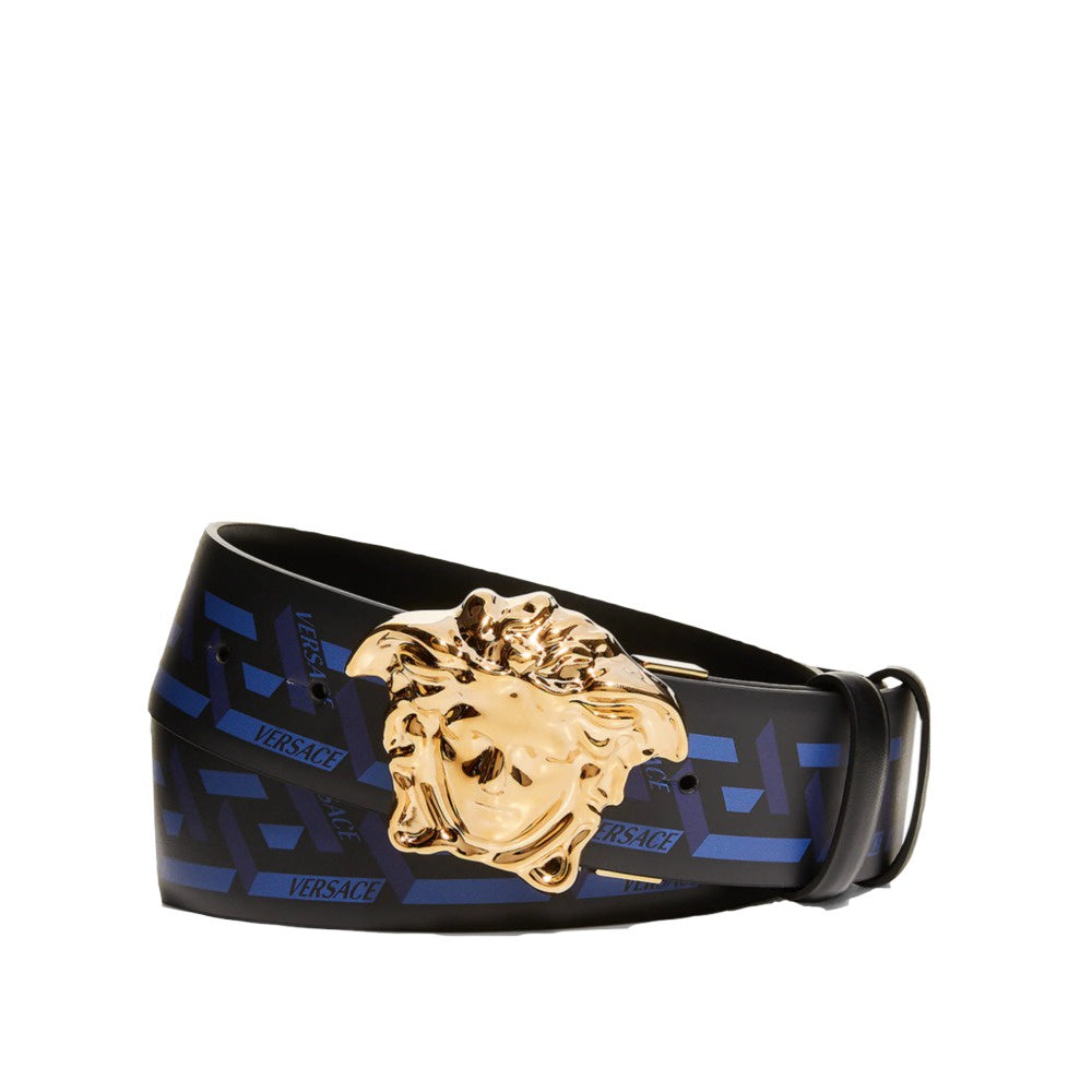 VERSACE LA MEDUSA LA GRECA PRINT BELT BLUE-BLACK