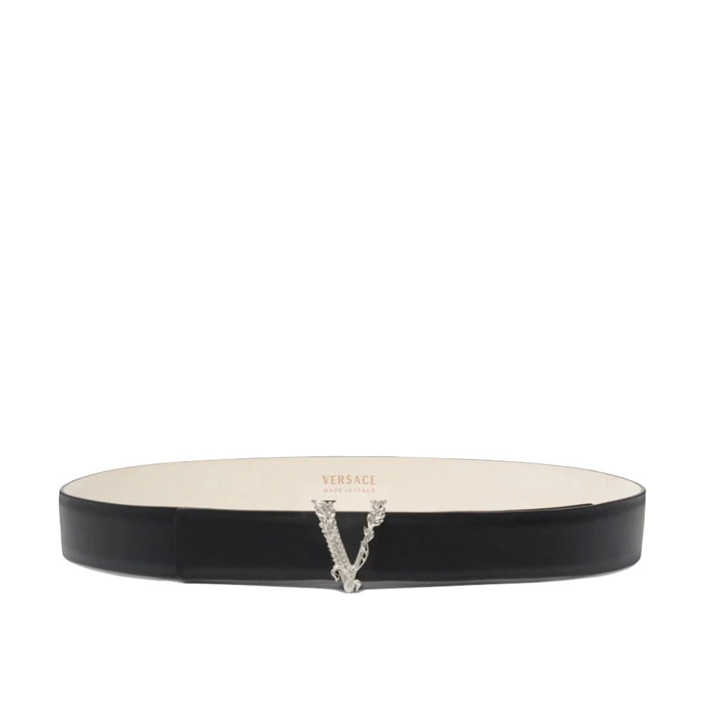 VERSACE VIRTUS LOGO BELT SILVER-BLACK