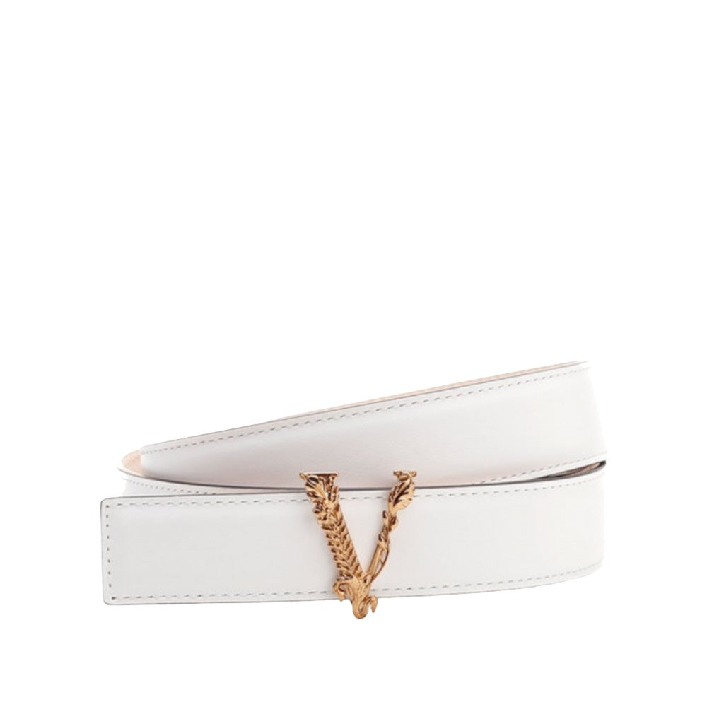 VERSACE VIRTUS LOGO BELT WHITE-GOLD