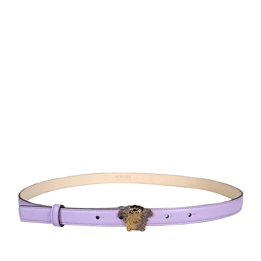 VERSACE LA MEDUSA CRYSTAL LEATHER BELT JACARANDA-ORO