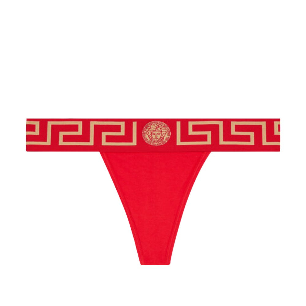 VERSACE GRECA BORDER THONG RED/GOLD