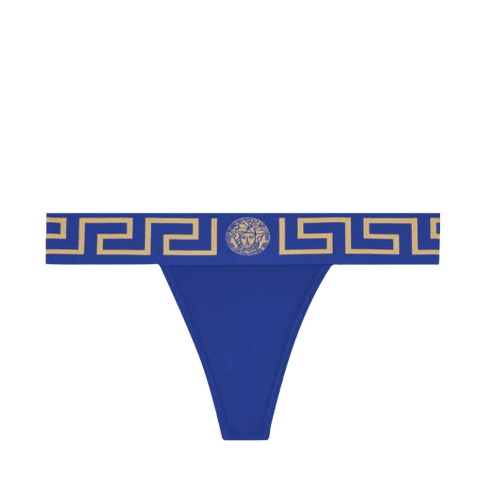 VERSACE GRECA BORDER THONG BLUE/GOLD