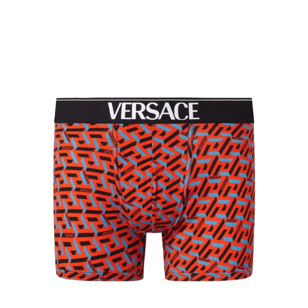 VERSACE GRECA SIGNATURE PRINT TRUNKS ORANGE-BLUE