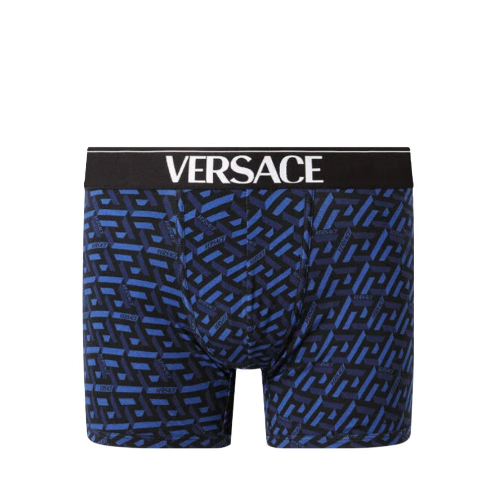 VERSACE GRECA SIGNATURE PRINT TRUNKS BLUE-BLACK