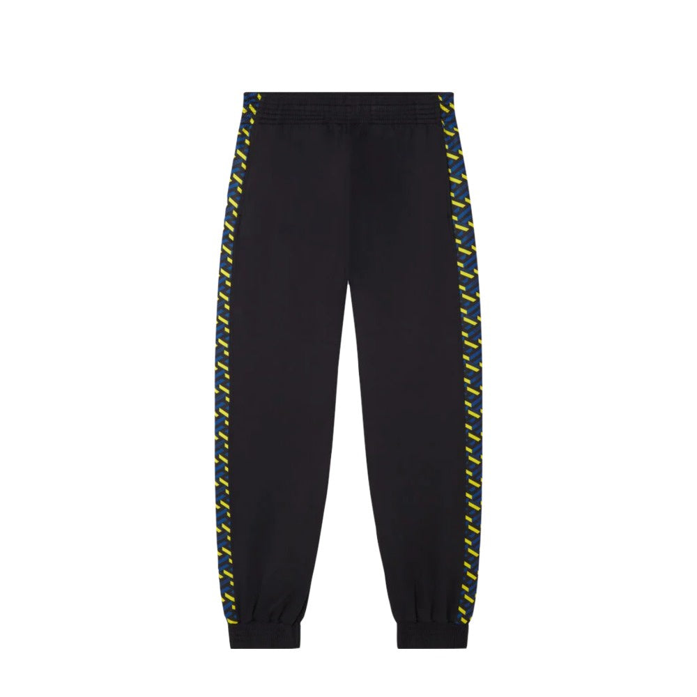 VERSACE GRECA SIGNATURE ACCENT GYM SWEATPANTS NERO-BLUE