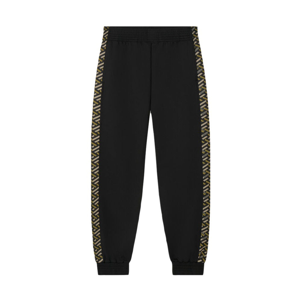 VERSACE GRECA SIGNATURE ACCENT GYM SWEATPANTS NERO-STAMPA