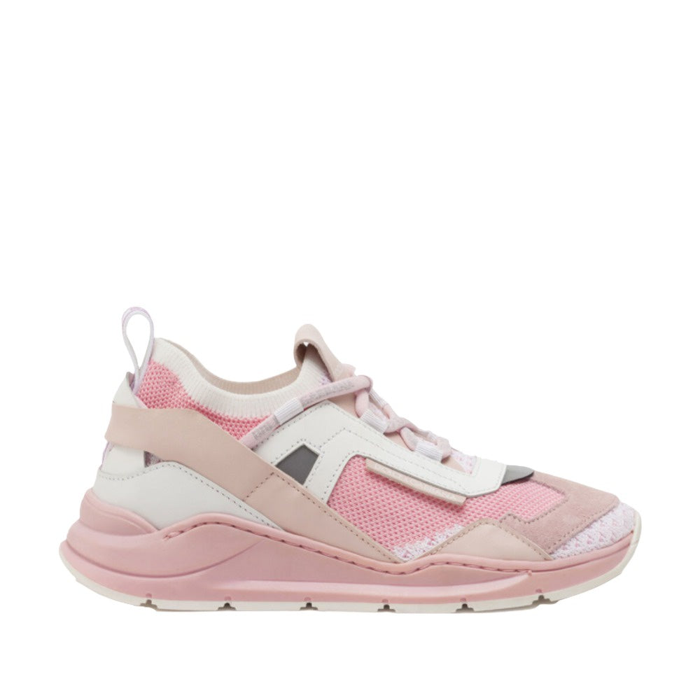 DOLCE & GABBANA KIDS MIXED-MATERIAL DAYMASTER SNEAKERS PINK-WHITE