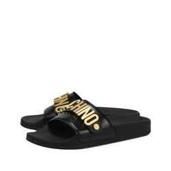 MOSCHINO COUTURE POOL SLIDES IN PVC LETTERING LOGO