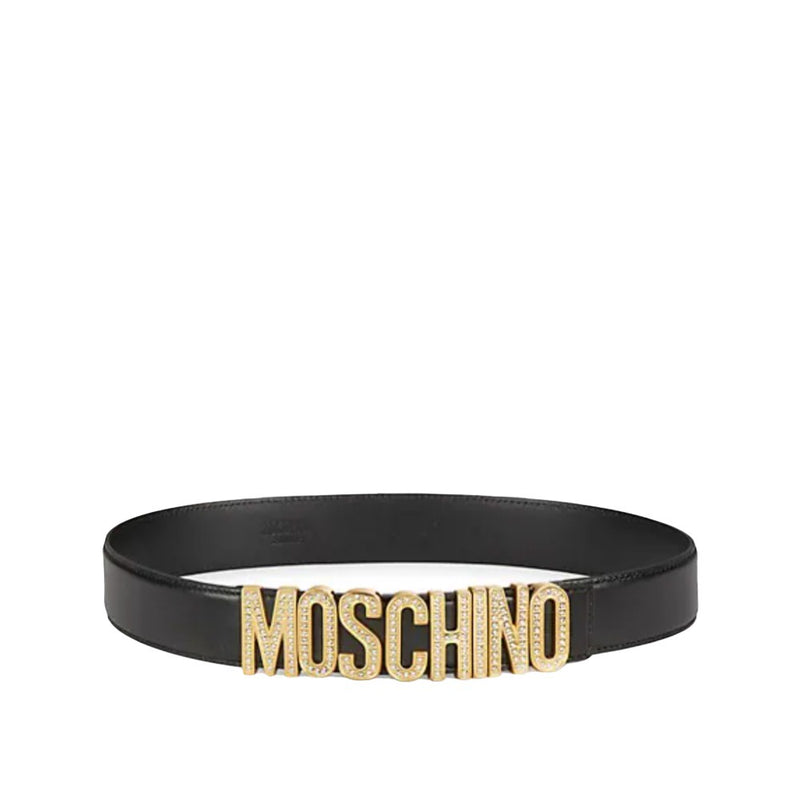 MOSCHINO COUTURE BELT BLACK-CRYSTAL