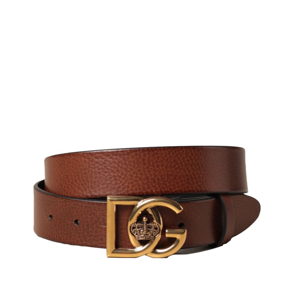 DOLCE & GABBANA BELT DARK BROWN-GOLD