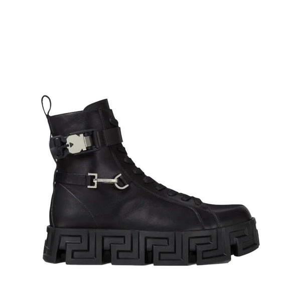 VERSACE GRECA LABYRINTH LEATHER BOOTS