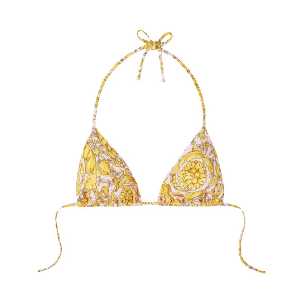 VERSACE BAROCCO PRINT BIKINI TOP YELLOW-PINK