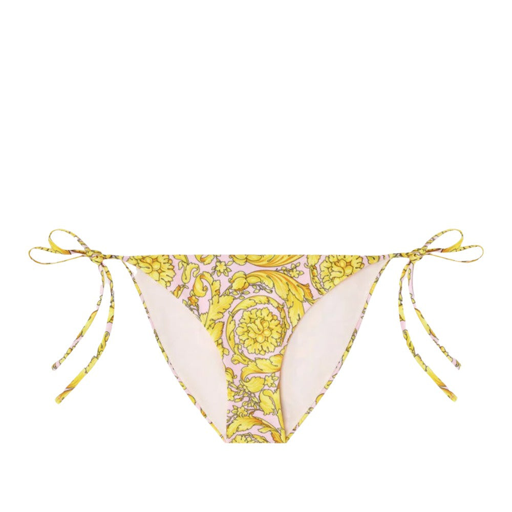 VERSACE BAROCCO PRINT BIKINI BOTTOM PINK-YELLOW