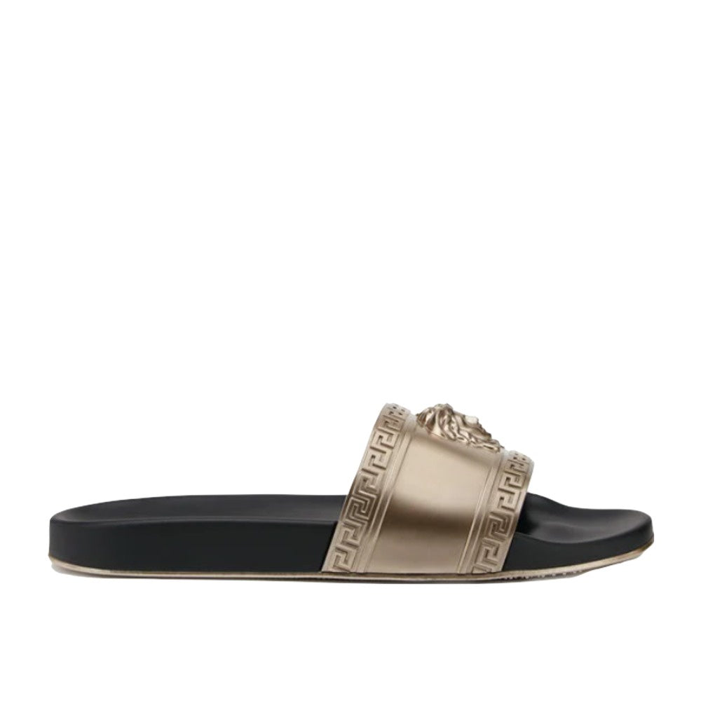 VERSACE PALAZZO POOL SLIDES GOLD-BLACK