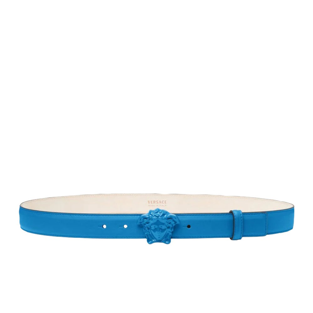 VERSACE LA MEDUSA LEATHER BELT BLUE-BLUE