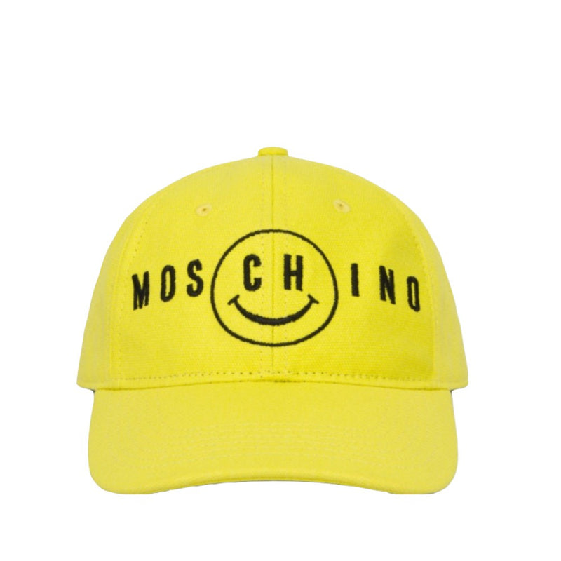 MOSCHINO COUTURE SMILEY® EMBROIDERY CANVAS HAT-YELLOW