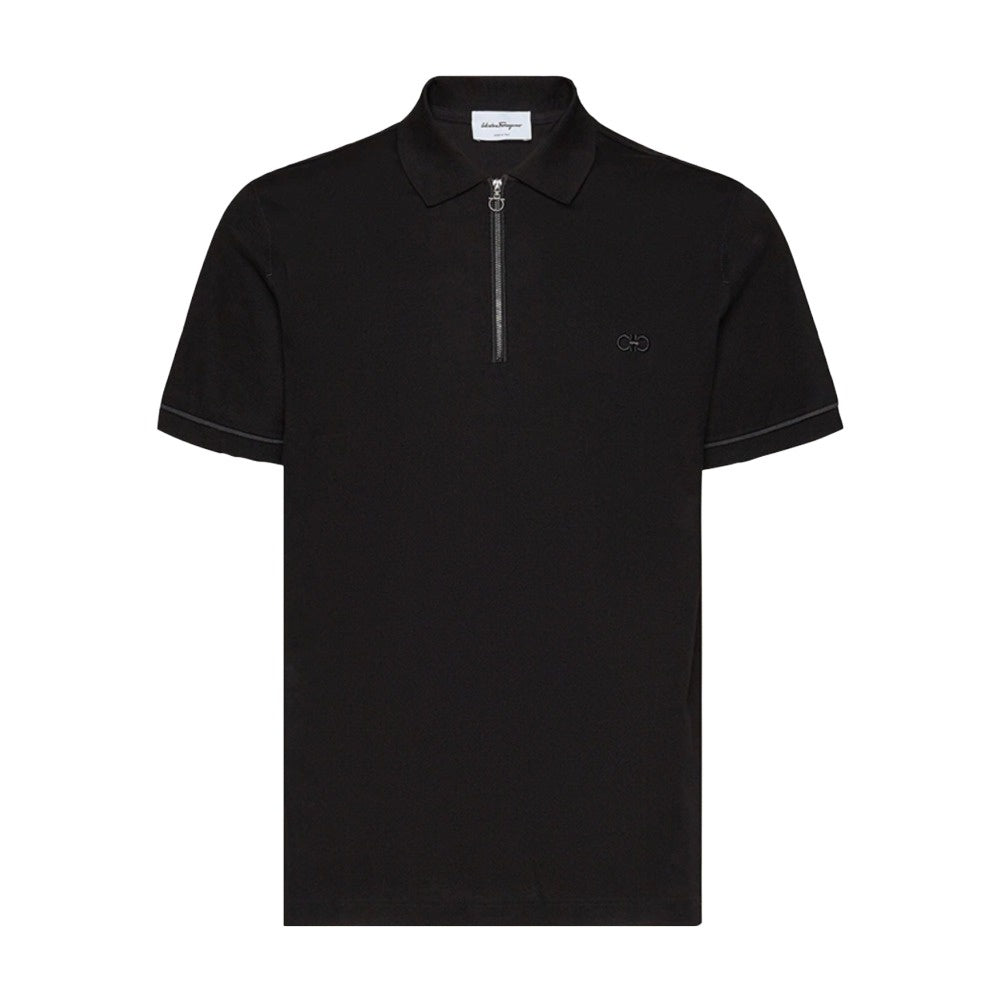 SALVATORE FERRAGAMO COTTON PIQUET POLO-BLACK