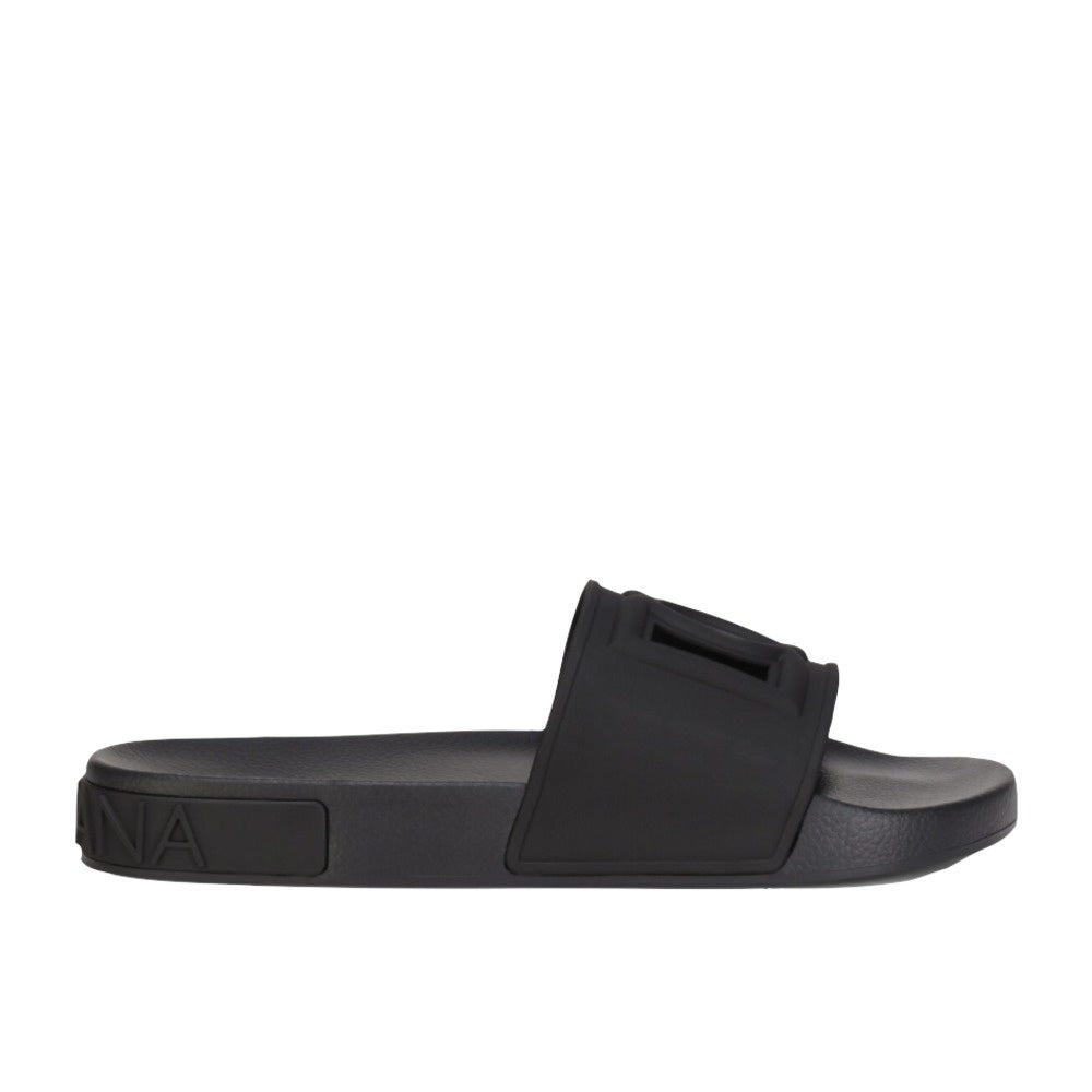 DOLCE & GABBANA RUBBER BEACHWEAR SLIDERS WITH DG MILLENNIALS LOGO