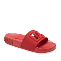 DOLCE & GABBANA RUBBER BEACHWEAR SLIDERS WITH LOGO RED/RED