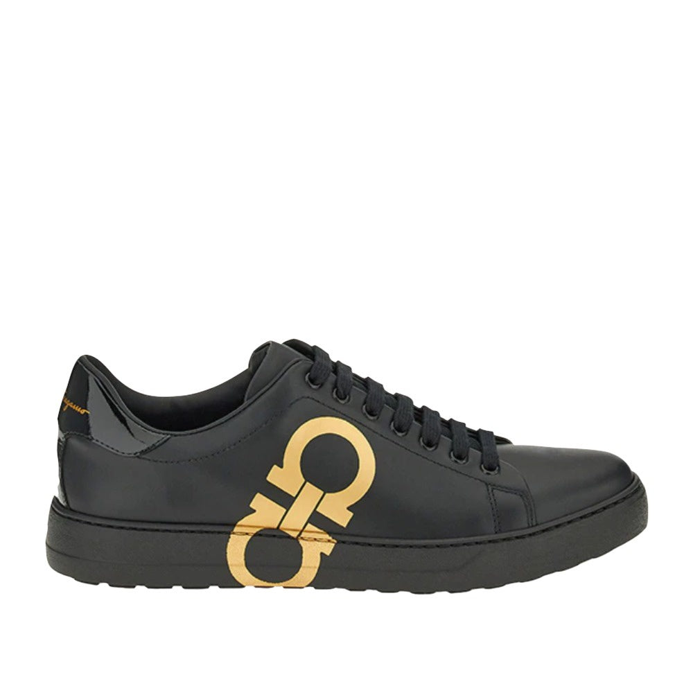 SALVATORE FERRAGAMO GANCINI SNEAKERS BLACK-GOLD