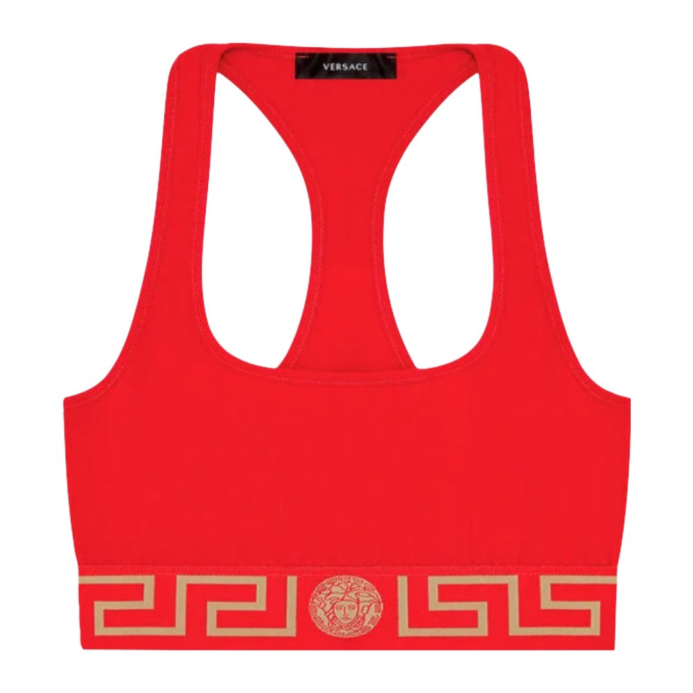 VERSACE GRECA BORDER SPORTS BRA RED-GOLD